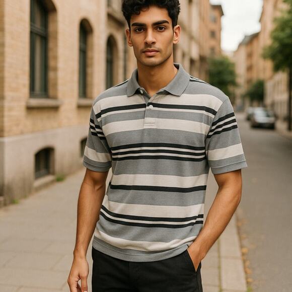 Vintage Bugle Boy Grey and White Polo in Excellent Condition - Size XL - Picture 1 of 6